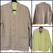 Eileen Fisher Reversible Quilted Pumce Mandarin Collar Boxy Langenlook Jacket M