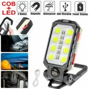 Magnetic COB LED Work Light USB Rechargeable Camping Lamp Torch Flashlight +Hook
