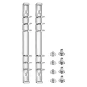 A5 Ring Binder Mechanisms, 2 Set 6-Hole Replacement Binder Planners, Silver Tone
