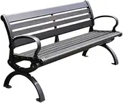 Garden Bench,Outdoor Benches,Iron Steel Frame Patio Benchs with Backrest Armrests for Lawn Yard Porch Work Entryway(Medium)