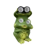 Catzon Frog Statue with Solar Telescope Lights for Garden Backyard Decor