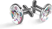 [Generic] Men's Cufflinks, Unicorn Listening Music Cuff Links for Men, Classic Cufflinks Black for Suit Shirt Wedding Business Birthday Jewelry Gift