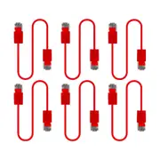 6x Cruxtec Universal Ultra-Thin CAT6A U/UTP Ethernet LAN Cable Cord 5m Red