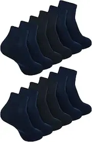 [Zaccai] Women's Ankle Socks Casual Lightweight Cotton Socks (6 Pairs), 2 Black, 4 Navy Blue, One Size