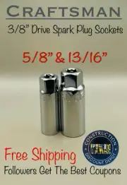 CRAFTSMAN 2pc 3/8 Drive 6Pt spark plug ratchet wrench socket set 5/8 13/16