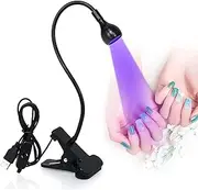 Brokimis Mini UV Lamp for Gel Nails, LED Curing Lamp with Flexible Gooseneck & Clamp, 3 W, Portable Small Manicure Nail Dryer for Resin Curing Nail Art