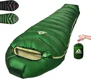 BUERTS Down Sleeping Bag 620FP,3 Season Ultralight Sleeping Bag for Adults & Teens, Lightweight, Compact for Hiking, Camping & Backpacking.