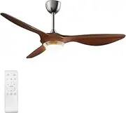 USOR 52 inch Ceiling Fan with Light Kit Remote Control Modern Blades Reversible DC Motor, 6-Speed, Timer (Hand-Painted) for living room bedroom farmhouse patios garage gazebo