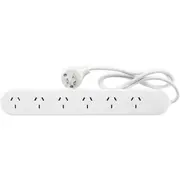 HPM R105-6 240V 10Amp 6 Way Power Board Flat Fitting Plug 0.9m Lead White