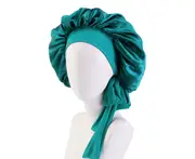 Sleep Cap Brimmed Hair Care Extra Large Satin Bonnet Nightcap with Premium Elastic Band for Home-Atrovirens