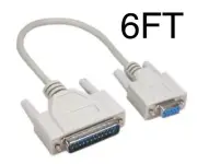6ft DB9 Female to DB25 Male DB9F/DB25M Null Modem Adapter Cable White