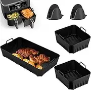 Silicone Air Fryer Liners, 3 Pack Reusable Airfryer Liners with Silicone Gloves, Air Fryer Accessories Air Fryer Parchment Paper Liners