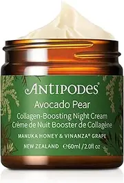 Antipodes Avocado Pear Nourishing Night Cream – Anti Aging Collagen Cream – with Avocado Oil & New Zealand Manuka Honey –Dry Skin & Mature Skin, 60 ml