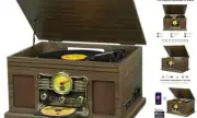 Bluetooth Record Player 10 in 1, 3-Speed Turntable for Vinyl with Wooden