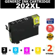 2x Generic 202XL 202 XL E-202XL BLACK Ink Cartridge For Epson WF-2860 XP-5100