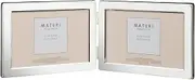 Maturi Silver Plated Double Photo Frame - Flat Edge Landscape, 5 x 7-inch (13 x 18cm)