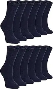 [Sock Snob] 12 Pair Multipack Kids Plain School Socks | Boys & Girls | 3 Sizes Childrens Cotton Rich Socks