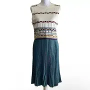 TED BAKER LONDON Zannan Dress New With Tags Sleeveless Pleated Skirt White Green