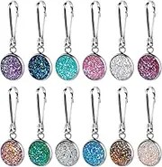 Framendino, 12 Pack Bling Zipper Pull Charms Replacement Zipper Handle Charms for Purses Handbag, Silver, MC20675_4FD, Stainless Steel