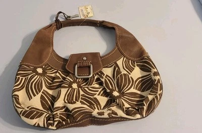 Fossil Handbag Floral Design with Leather Trim NWT ZB2936 Hobo Collectable/BROWN