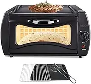 Electric Min Tandoor Oven, 15 L Countertop Pizza Maker with Bake Tray/Bake Rack/Clamp, 50-400℃ Adjustable Temperature Control, Pizza Oven Indoor for Chapati Roti Naan Lahmacun & Manakish