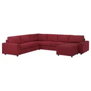 VIMLE crnr sofa-bed, 5-seat w chaise lng, with wide armrests/Lejde red/brown