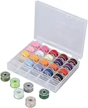 25 Pcs Sewing Machine Bobbins Threads with Transparent Storage Box Assorted Colors for DIY Projects Compatible with Domestic Sewing Machines