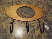 Rustic 3-hook wall Flying Mallard Ducks coat / hat / keys rack Cabin Man cave