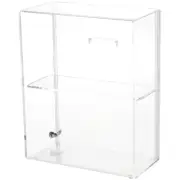 Plymor Acrylic Locking Case w/ Sliding Back, 1 Shelf, 12.75" H x 10.25" W x 5" D