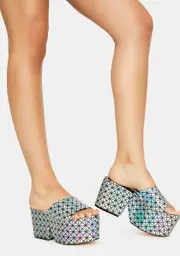 [Lemon Drop by Privileged] Silver Armour Platform Slides