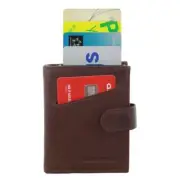 Pierre Cardin Leather Smart Slide Card Holder Tab Wallet in Brown