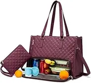 3 in 1 Tote Bag Lunch Bag Combo, Work Bag with Lunch Compartment, The Ultimate 2-in-1 Tote Bag, Laptop Lunch Bag Combo Women, Leakproof Large Lunch Box with Purse for Business, Work