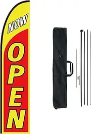 VEVOR Open Flag with Pole Kit, Advertising Flag for Business Outside, Advertising Feather Flag Kit, Includes 1 Banner Flag, 1 Pole, 1 Ground Stake, Open Signs Swooper Flag for Businesses 16.3 FT
