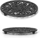 2 Pack round Cast Iron Trivet, 6.7 Inch Heavy-Duty Trivets for Hot Dishes, Pots