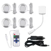 4 Linkable Under Cabinet 3W LED Lighting Dimmable Cupboard Counter Truck Caravan