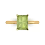 2.5ct Radiant Cut Natural Peridot Wedding Bridal Promise Ring 14k Yellow Gold