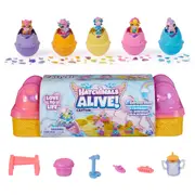 Alive, Pink & Yellow Egg Carton Toy With 6 Mini Figures In Self-Hatching Eggs, 11 Accessories, Kids Toys For Girls And Boys Ages 3 And Up