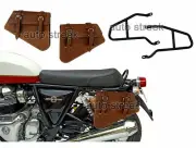 Royal Enfield Mounting Rails With Leather Pannier Bags Tan For Interceptor 650