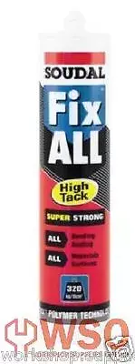 Soudal Fix All, Adhesive Great Seam Sealer Polyurethane Sika KD Bond Style WHITE