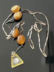 Vintage Modernist Silver 875 Lariat Necklace Gem USSR Soviet Sverdlovsk 67