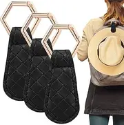 [Fxvhojq] 3Pcs Magnetic Hat Clip Magnetic Hat Holder Fashion PU Hat Bag Clamp Multipurpose Magnetic Hat Clip Hat Keeper Handbag Hat Clips for Travelling Backpacks Luggage (Black)