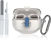 QINZAC Safety Lock Case for Bose Ultra Open Earbuds 2024 - Soft TPU Clear Cover, Shockproof Protection With Keychain & Cleaning Kit (Clear)