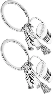 [CVUTOVO] 2pcs Bucket Broom Keychain Maid Service Janitorial Charms Fashionable Cleaning Staff Keyring Versatile Accessory for Bags Keys Convenient Lightweight Design