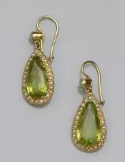 Dangle Earring Vintage Simulated Peridot Pear Cut Sterling Silver 925