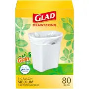 Glad 8 Gallon Drawstring Trash Bags Gain Original Scent 80 Count Pack