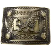 Kilt Belt Buckle Celtic Welsh Dragon Antique Finish/Welsh Dragon Emblem Buckle