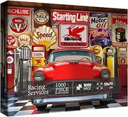 Racing Services Puzzle 1000 Piece for Adult, Hard Difficult Classic Men Car Puzzle, Impossible Funny Vehicle Garage Jigsaw Puzzles