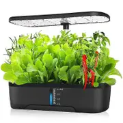 Hydroponic Indoor Propagation System, 12 Sleeves, Smart Garden Herb Garden Set with 3 Modes 20 W LED Grow Light, Automatic Timer, 4 Liter Water Tan...