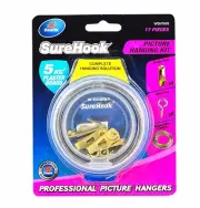 Zenith Sure Hook 17-PIECE PICTURE HANGING KIT Hook Screw Eye & Wire upto 5kg