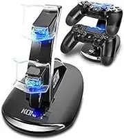 KONKY - PS4 Controller Charging Dock Stand, USB Dual Charger Station Accessory with LED Indicator for Playstation 4 / PS4 Slim Pro and PSVR Controller, Black